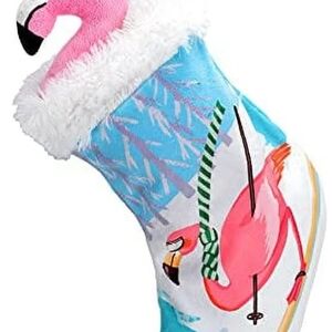 Pink Flamingo Christmas Stocking w/Pink Flamingo Stuffed Plush NWT Holiday Decor